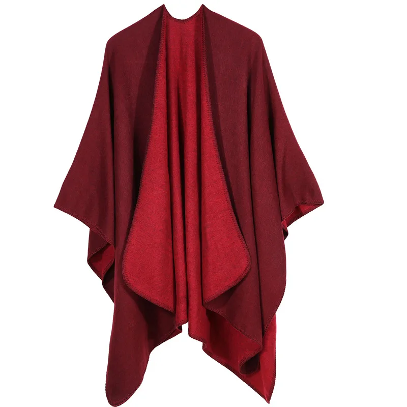 
2018 new girls fashion tassel poncho wraps kashmir solid color wool shawl scarf 