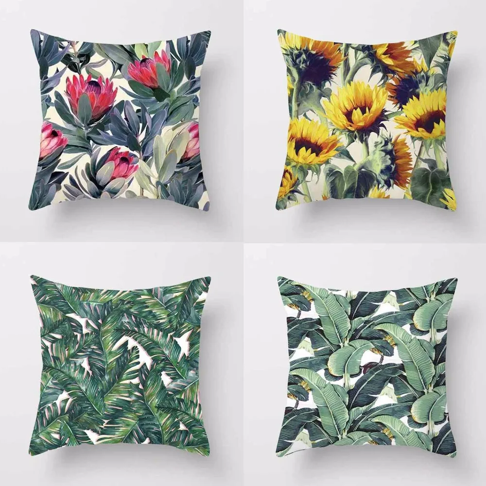 Printed Flower Pillow Covers Custom Digital Painting Cushion Covers