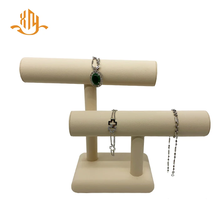 
Custom Wholesale Leather Hovering T-Bar Bracelet Bangle Necklace Jewelry Display Stand 