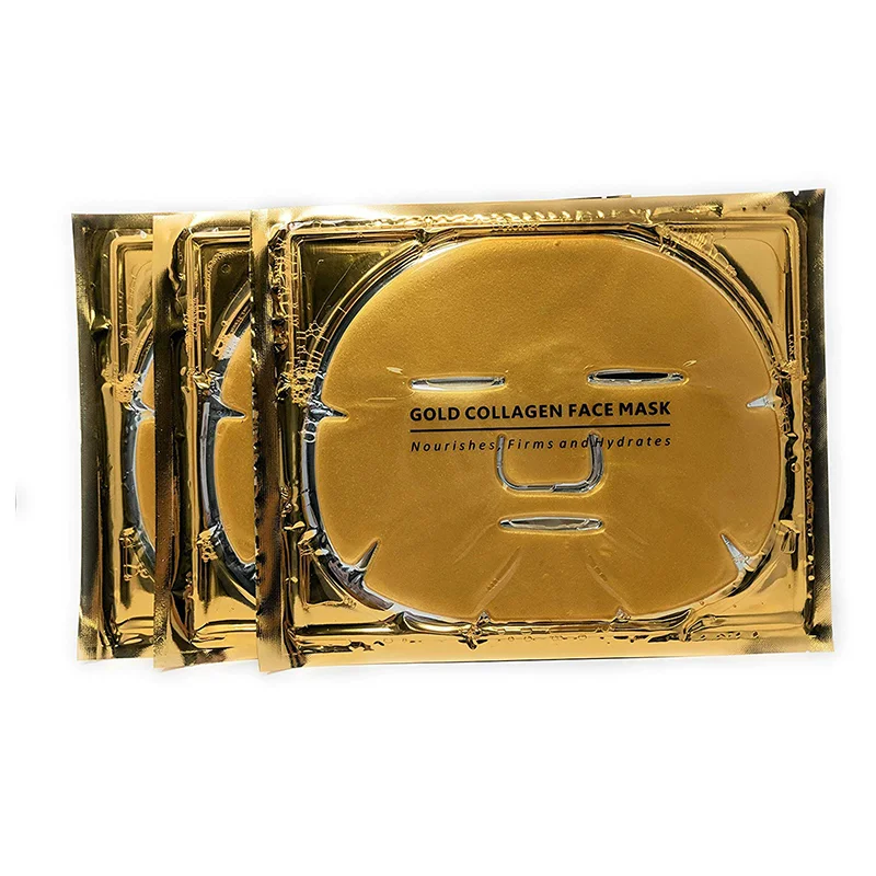 Оптовая продажа, уход за кожей, органический 24K кристалл, био-коллаген, гель для лица, листы, частная торговая марка, маска для лица, золото
