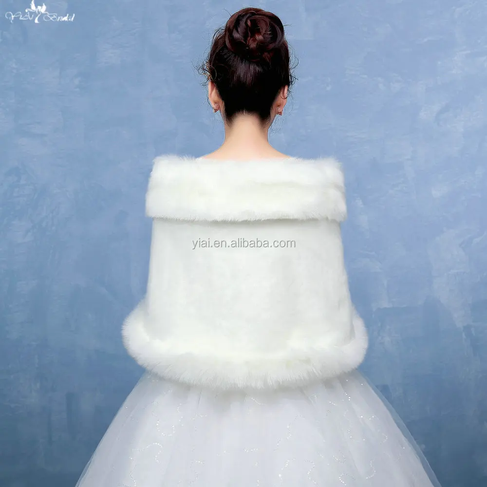 
LZP126 Simple Off Shoulder Elegant Waterproof Wedding Fur Bolero Women Off White Wedding Shawl 