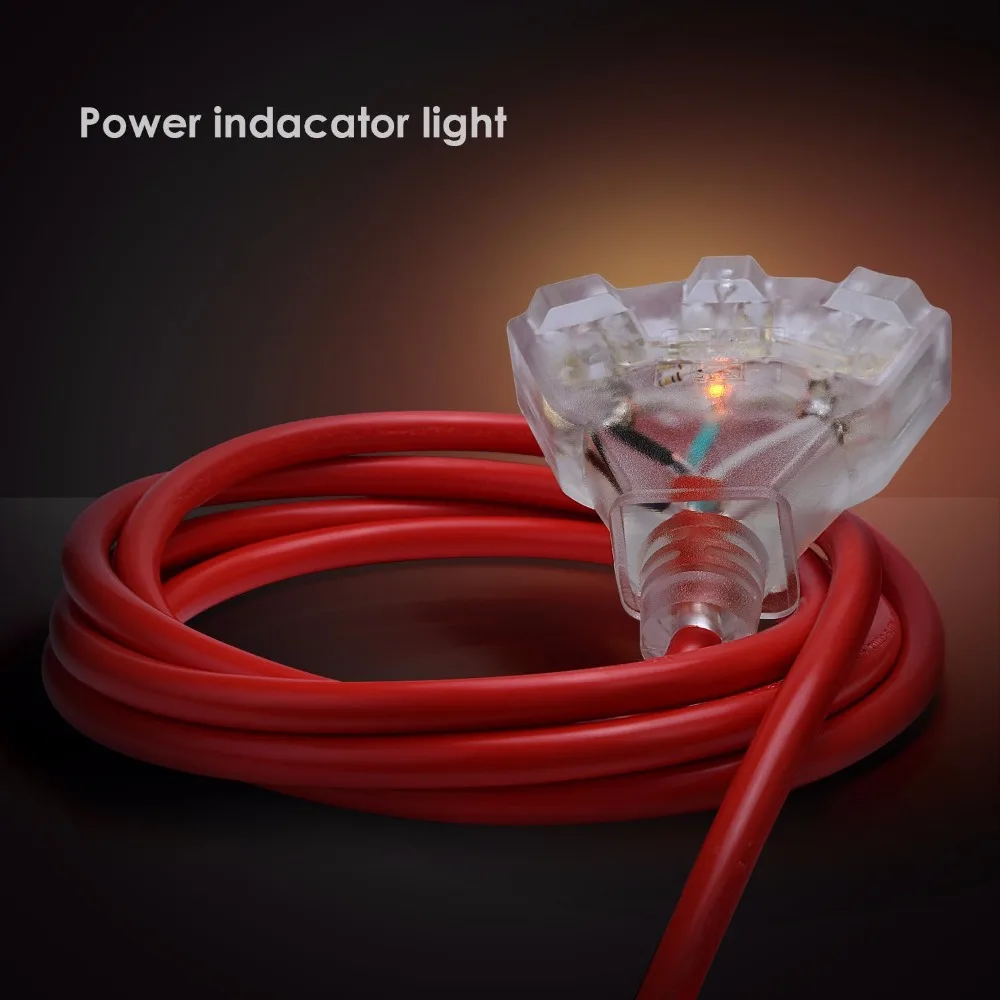 25ft 14/3 Extension Cord Lighted Indoor Outdoor Power Cord Triple Outlets