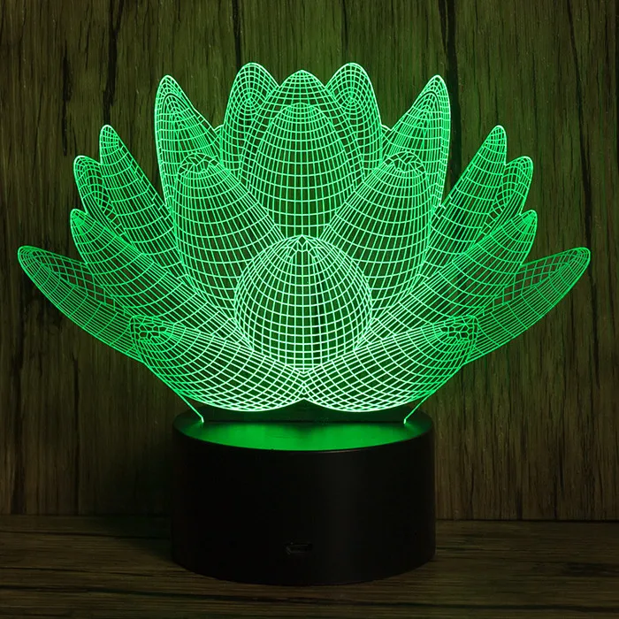 Lotus 3D LED Mould 7 Colors change table desk mood night Lights Lamp