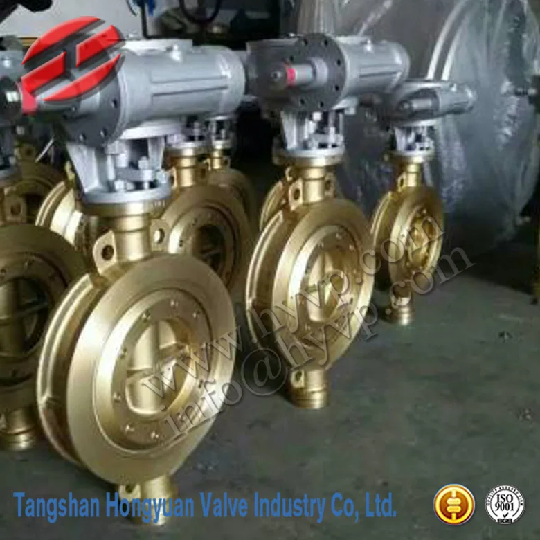 Brass  or Stainless Steel Triple Eccentric Worm Gear Driven wafer type butterfly valve