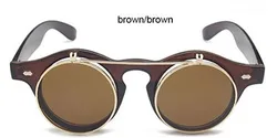 CC8008 Unisex Classic Vintage Circle Round Sunglasses Flip up Steampunk Glasses Double Layers Shades Fashion Sunglasses UV400 PC