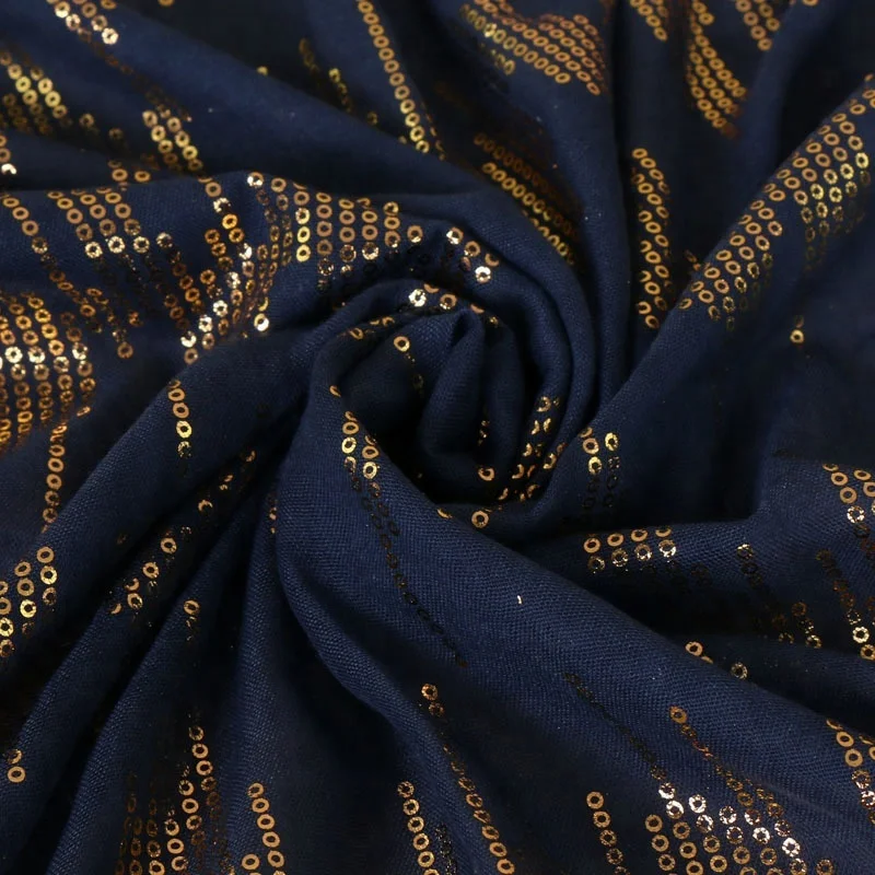 2020 New Monochrome Hot Gilding Sequin Cotton Women Muslim Pop Thin Scarf Ring Shawl Scarves