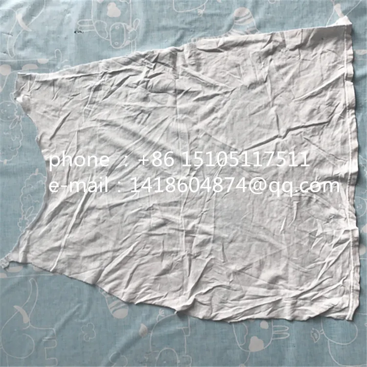 Wholesale White T-shirt Wiper Cotton Clothing Wiping Rags household clean pure white used t shirt cotton rags