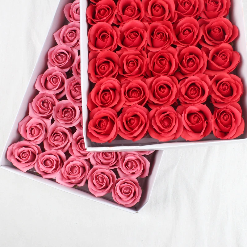 Artificial Flower 5-6cm Red Single PE Soap Rose Flower Head with Gift Box