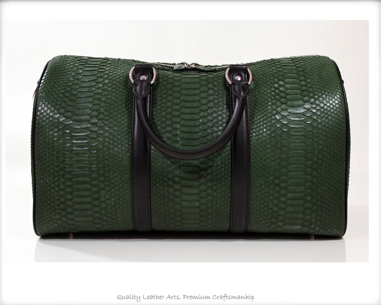 Fashion men genuine python leather travel bag ,leather duffle Bag