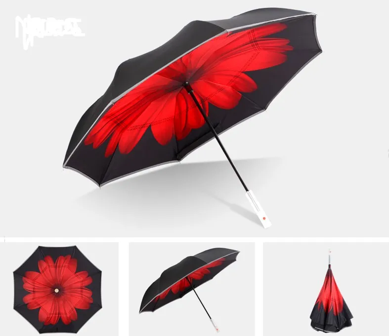 nnovation LED Design Windproof Automatic Open Inverted Umbrella for Safety