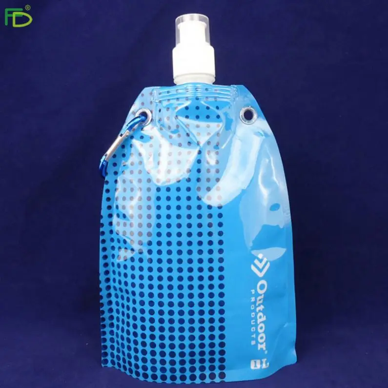 1l/33.8 oz Lightweight Flat  Rollable Reusable Empty Plastic Collapsible Hydro Canteen Water Bottle for Compact Storage