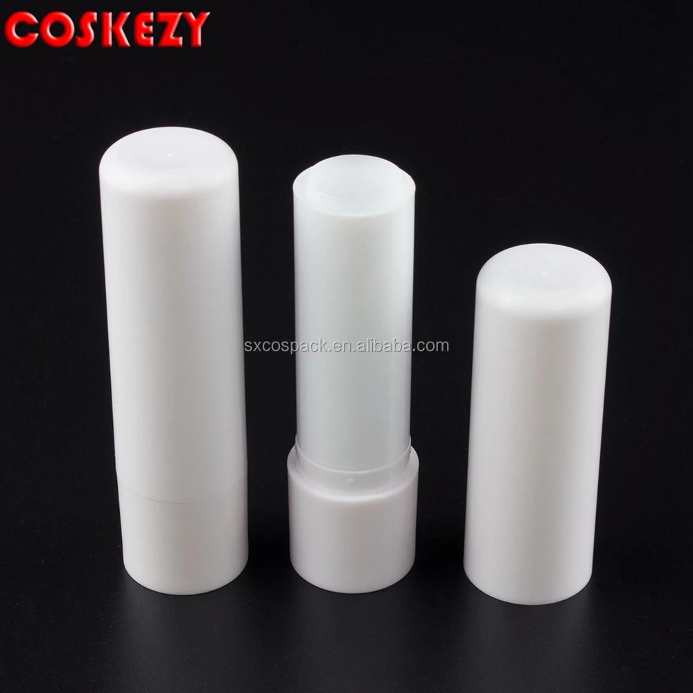 China Manufacture White 4.8g plastic lipstick tube, empty plastic tubes for lip balm