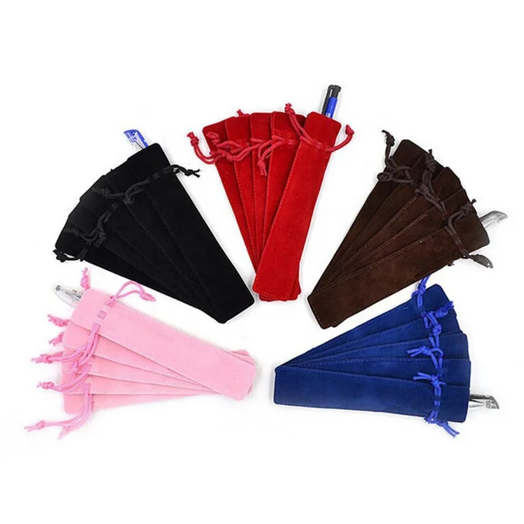 Wholesale Velvet Pen Pouch Holder Single Pencil Bag Pen Case Drawstring Bag
