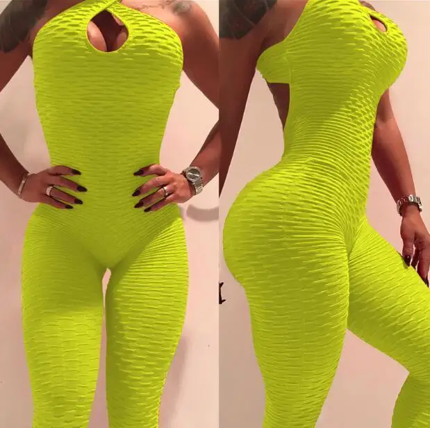Anti Cellulite Cross Backless Jumpsuit Push Up Workout Sexy Sleeveless Solid Bodysuit Casual Fitness Women Long Playsuits