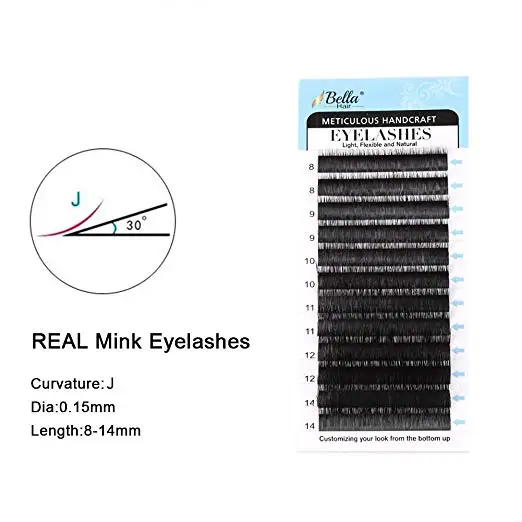
Real Mink Eyelash Extensions B/C/D/J Curl Professional Salon Use Individual Volume Lashes 