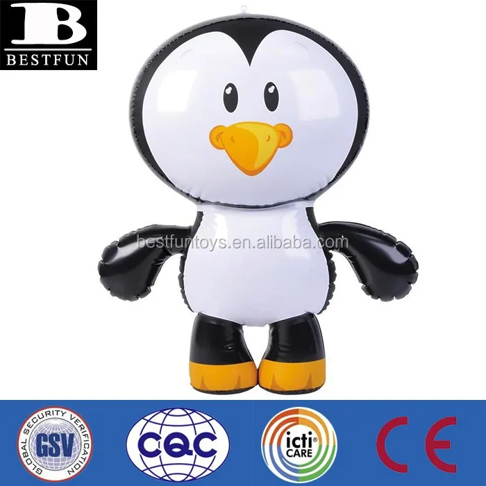 promotional custom made PVC inflatable penguin toy plastic blow up  penguin figure animal 3D toy soft toy for kids