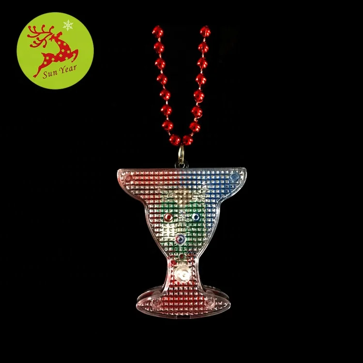 4th of July American flag LED plastic shot glass necklace