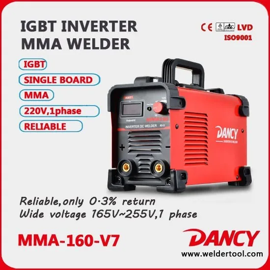 High quality mma zx7-160 dc inverter welding machine mma-160 price list