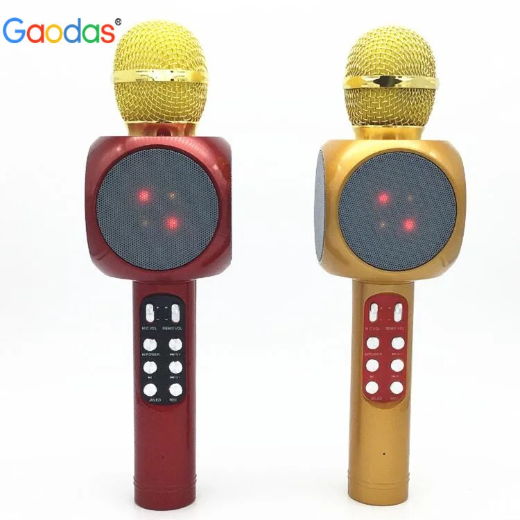 Wireless Microphone Karaoke Portable Disco Light LED Loud Speaker Singing Machine For Kids iPhone Android Smartphone