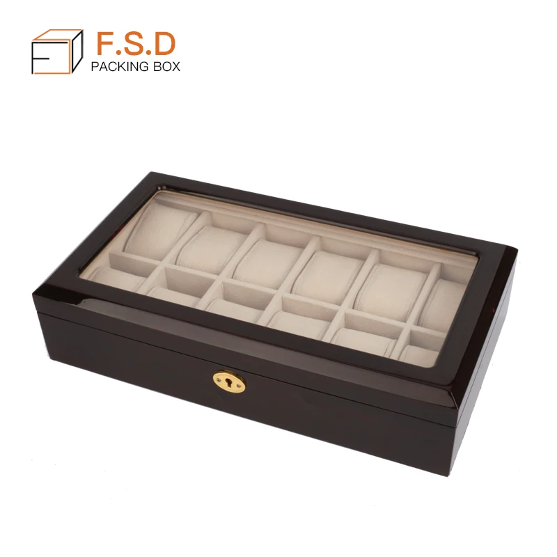 Luxury Wooden Packaging Glass Cover Watch Boxes For Men UK
