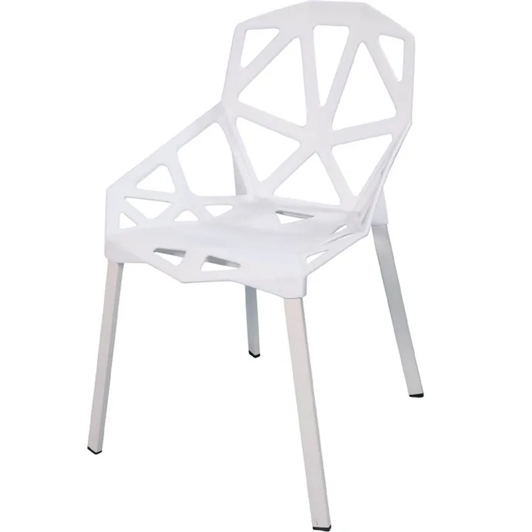 Black White Outdoor Furniture PP White Plastic Chair with Steel Frame