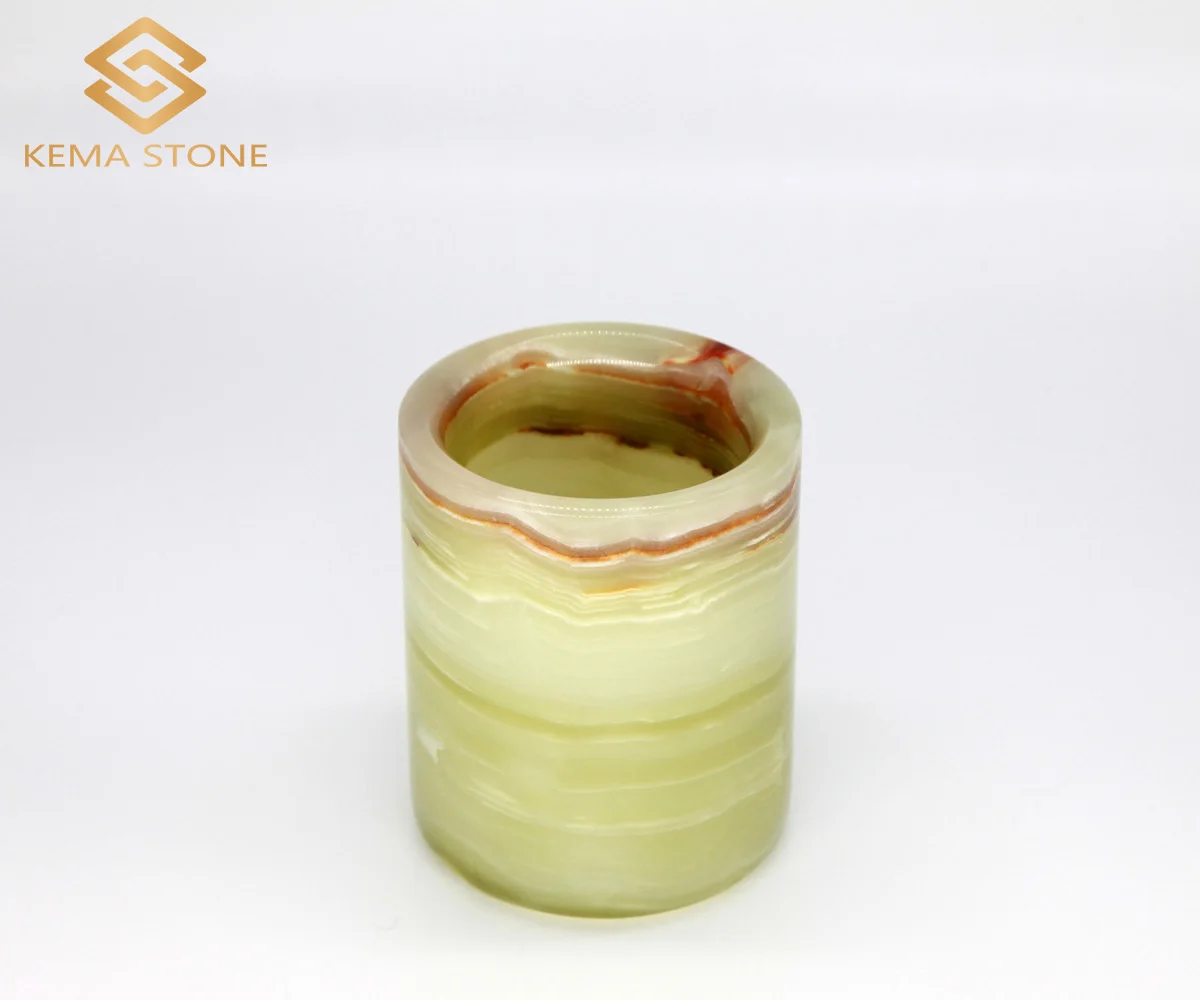 Luxury Green Onyx Candle Holders for Home Decoration