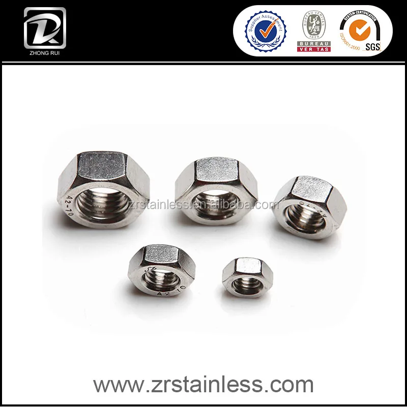 Large diameter stainless steel hex nut