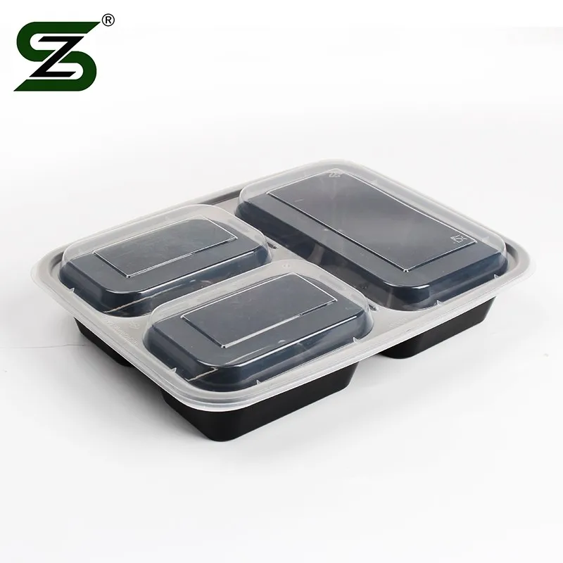 disposable to go plastic bpa free meal prep 3 compartment food containers
