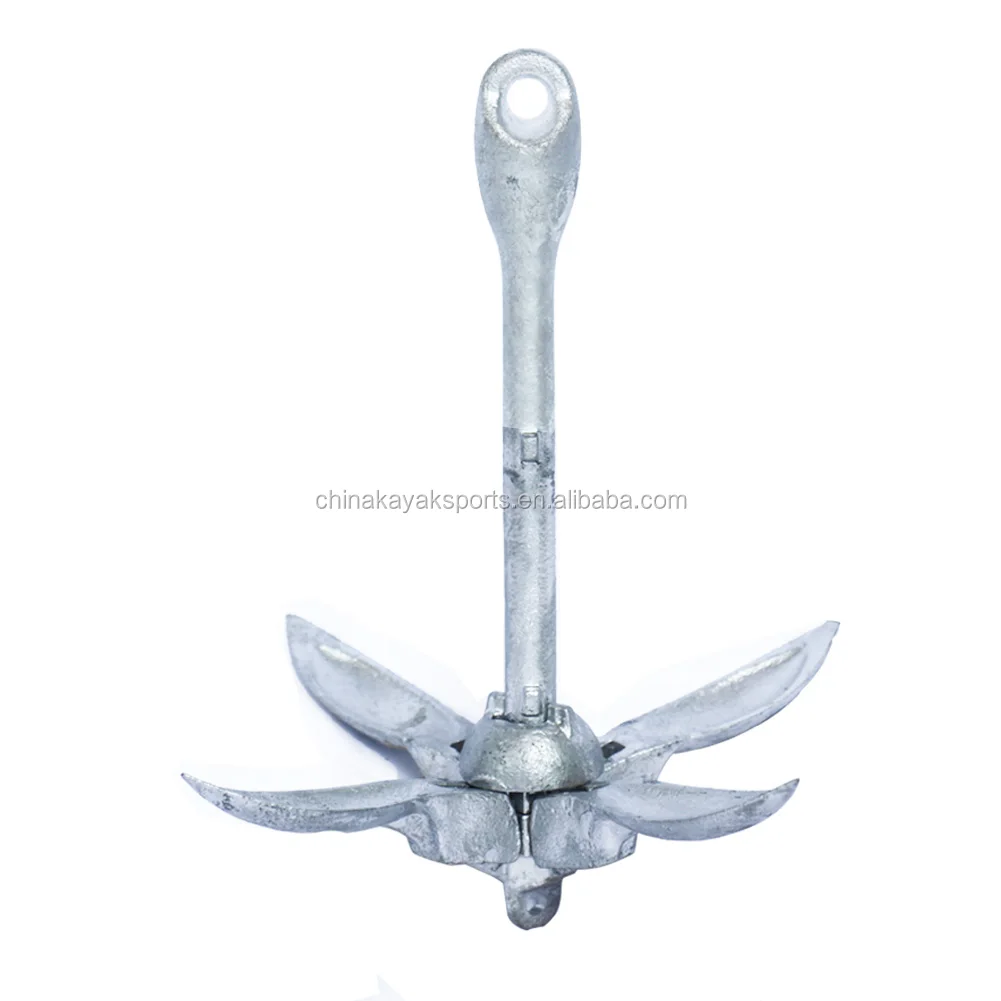 Anchor Kit for Canoes, Small Boats and Jet Skis - 3.3 lb Galvanized Iron Folding Grapnel Anchor
