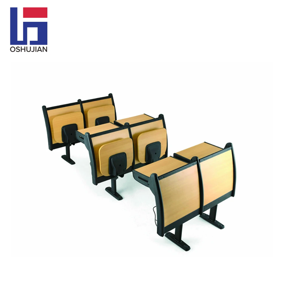 Metal and wooden student desk and chair college classroom furniture