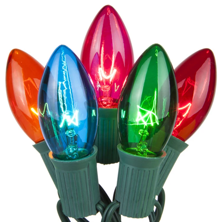 25 C9 Transparent UL Listed Holiday Light Multicolor Christmas Lights