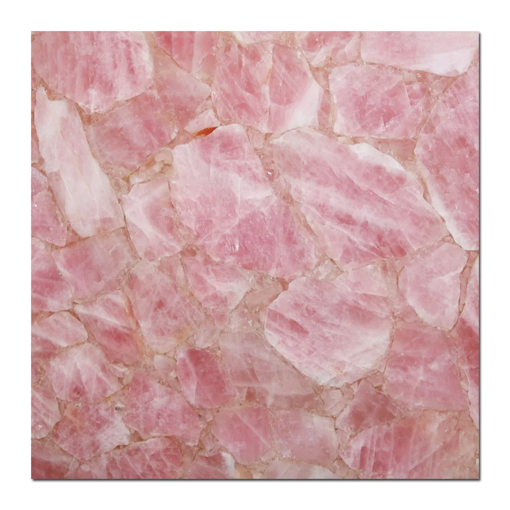 Luxury Customized Gemstone Crystal Natural Rose Quartz Stone Countertop