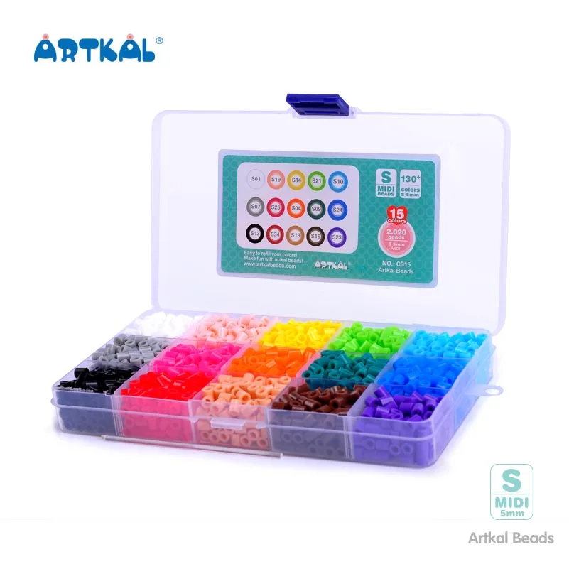 Artkal 15 Colors Iron Beads DIY Toys 5mm Midi Fuse Perler Beads
