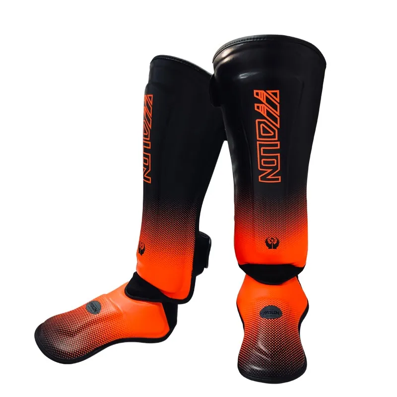 Boxing / MMA PU Leather Shin Pads Custom Muay Thai Kickboxing Leg protector customization foot guards