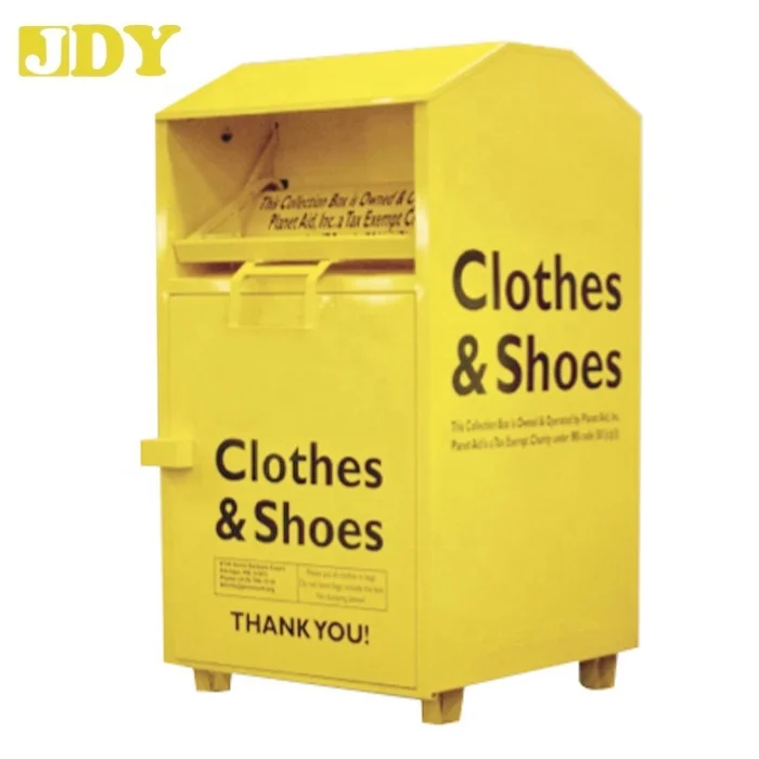 Curbside Rectangular Galvanized steel Iron Waterproof Rolling Cover Charity Lifeline clothing donation bin sub recycling storage