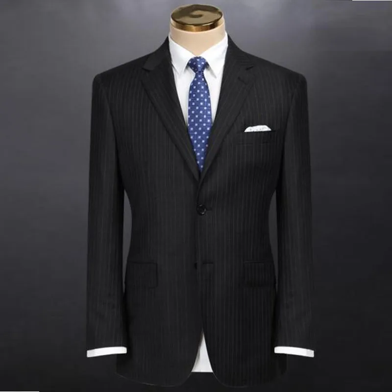 High quality 50% striped wool fabric mens blazer suits slim coat pants suits design whole three piece suits for young people
