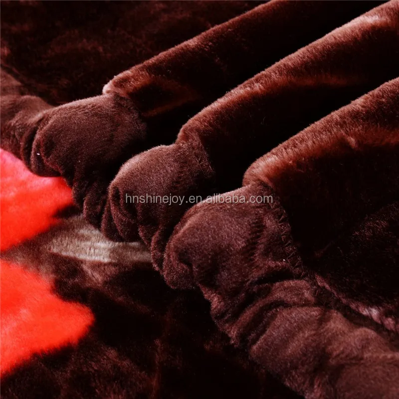 Comfortable Plush Soft Korean Style 2ply Queen size purple velvet fleece raschel mink blanket