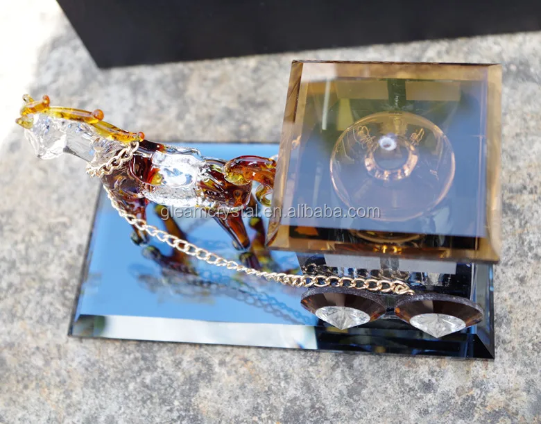 Gleam Factory handmade Royal Crystal glass carriage crystal gifts crystal horse carriage for gifts