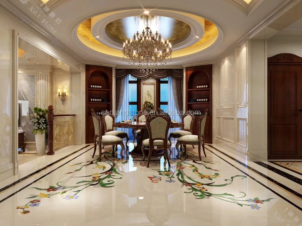 flower water jet marble flooring pattern