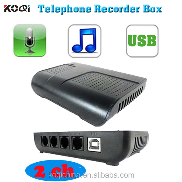 2 lines usb telephone recording box/analog phone call recorder