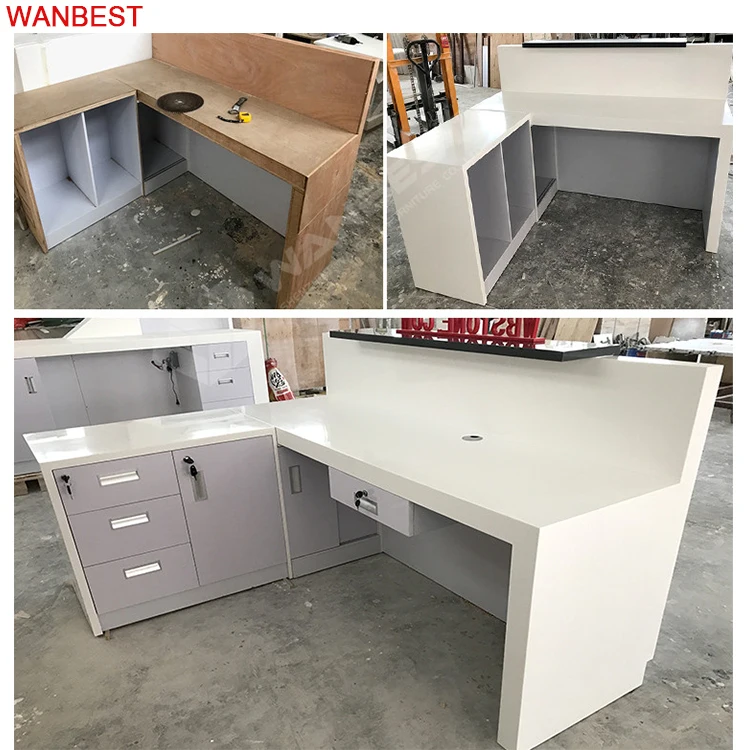 Hot Sale Acrylic White Office Furniture Clinic Restaurant Standing Reception Desk Cashier Counter
