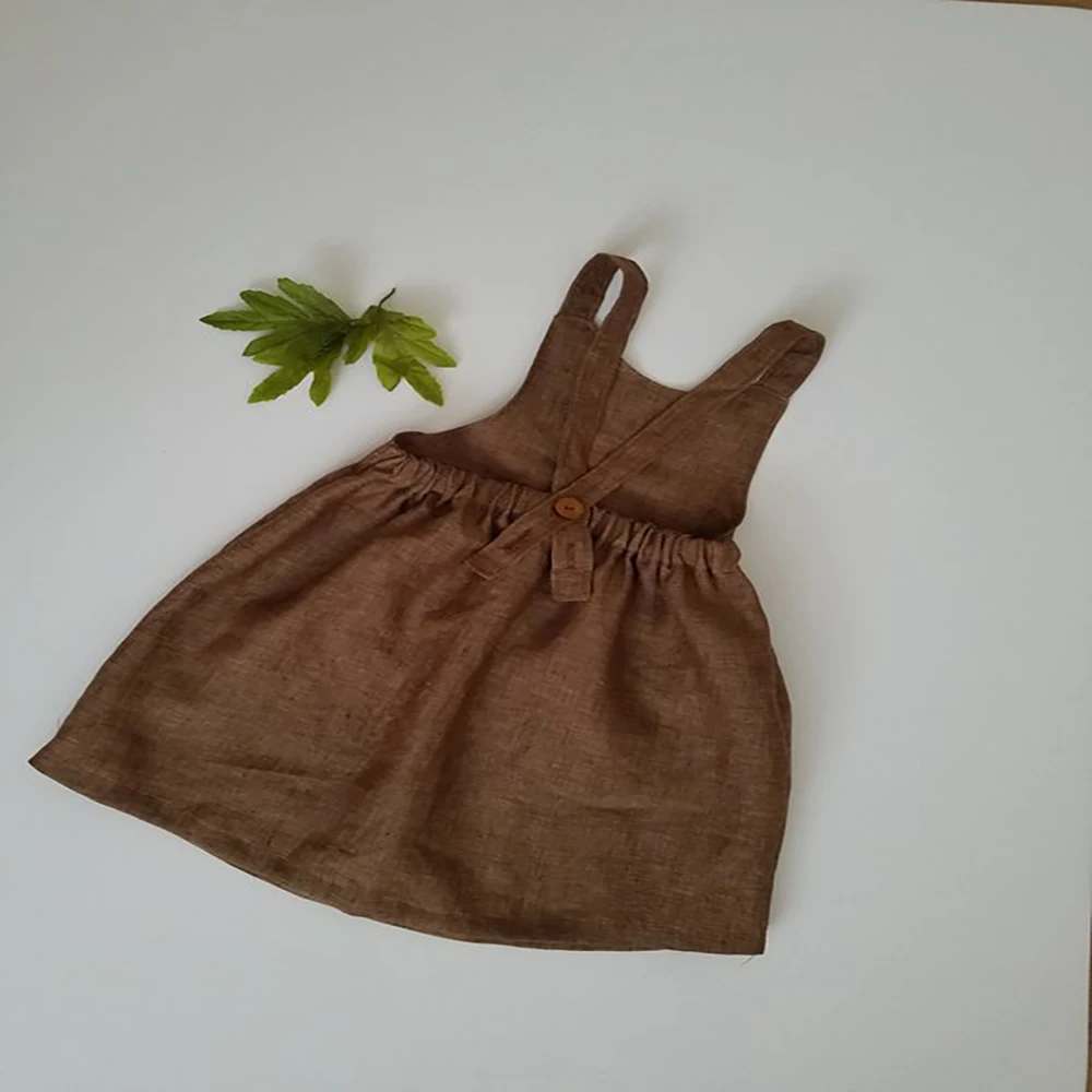Trending Fashion Style Girls Dress Toddler Girls Suspender Skirt Muslin Cotton Cross Back Baby Girls Dress