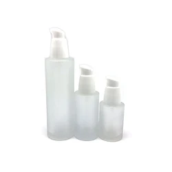Lotion Bottles 30g Cosmetic Glass Jar in Frosted Bottle 30ml 50ml 100ml Glass with White Pump PUMP Sprayer Screen Printing