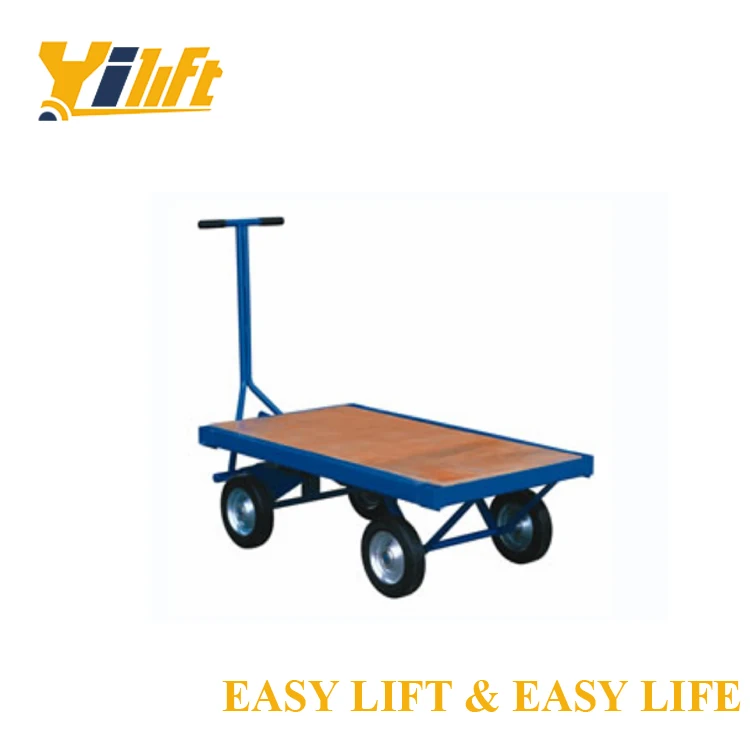 2020 Hot Sale Durable Heavy Duty Swiveled Handle Platform Hand Trolleys With Hardwood Deck
