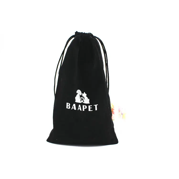 Custom logo Black Velvet Bag Wine Bottle Drawstring Pouch Drawstring Bags
