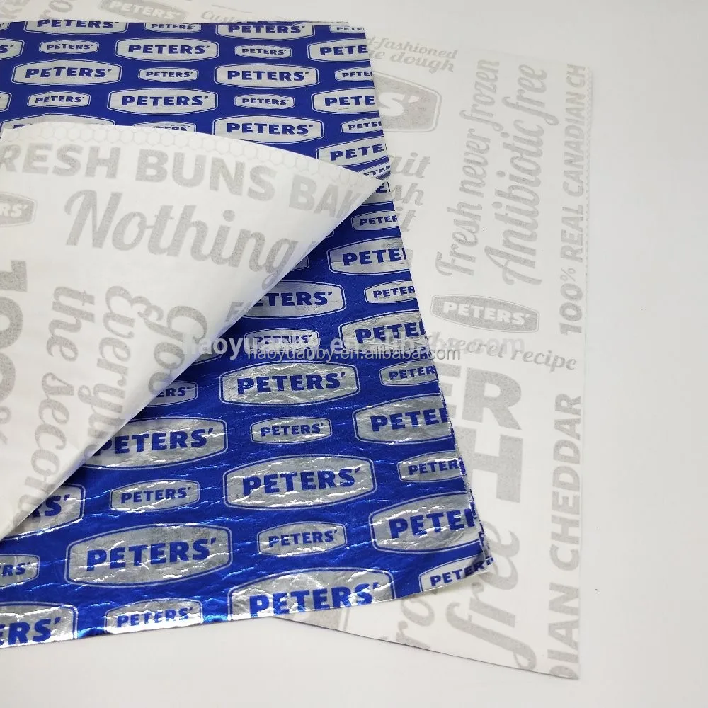 
Factory hotsell aluminium foil hamburger wrapping paper 