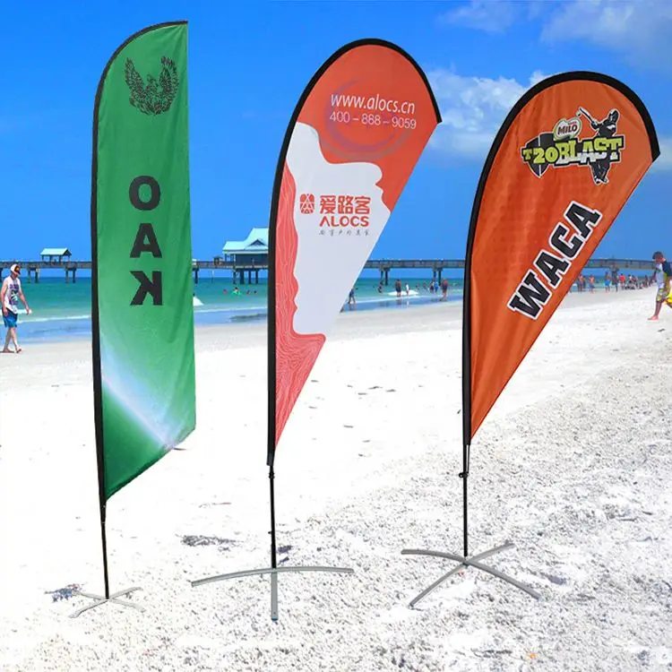 Water-Repellent Printing Double Sided Feather Flags With Logo Stands Tear Drop Beach Flag Banner