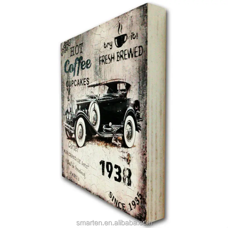 
Customize Shabby Chic Decorative Items Coffee Shop Interior Wholesale Wood Plaque Blank 