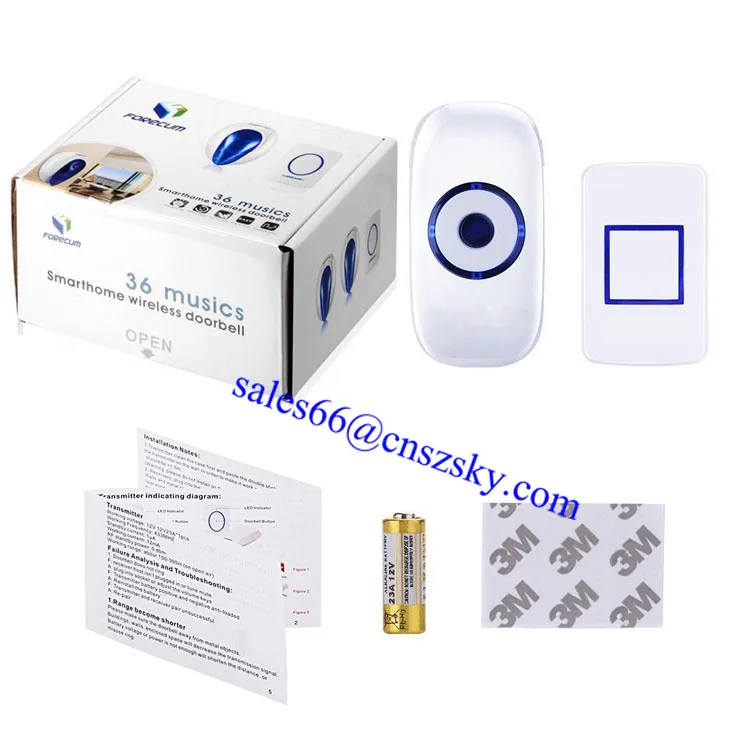 36 Tune Melody Wireless Door Bell 433 MHz Digital Receiver Doorbell 1 Remote Control 2 Wireless