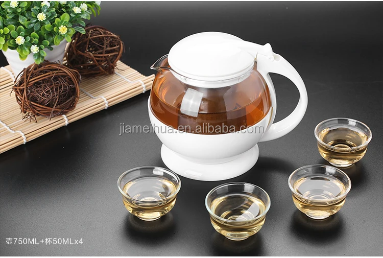 Whole sale elegant design different color heat-resistant glass teapot coffee pot with strainer